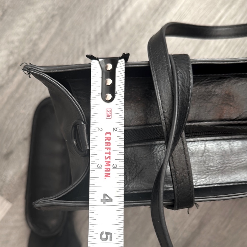 BEIS Vegan Leather Black Structured Work Tote w/Handles & Crossbody Strap - Picture 6 of 16